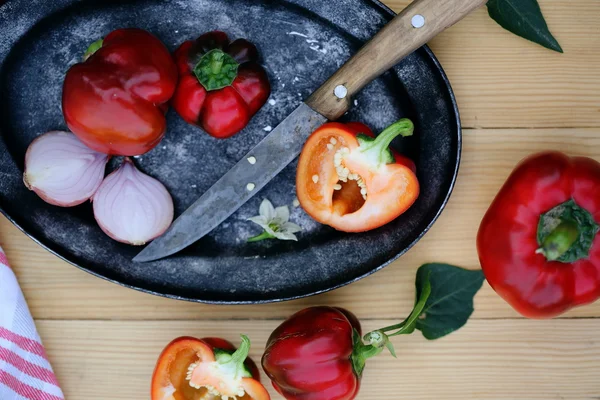 Rote Paprika, Ansicht von oben — Stockfoto