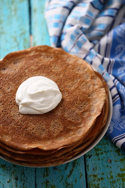 Chocolate pancakes for Shrovetide — Stock Photo, Image