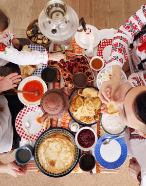 Krep tablo. Shrovetide Üstten Görünüm