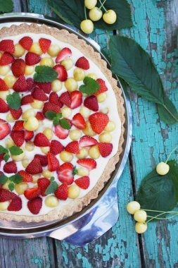 kek çilek, üstten görünüm ile