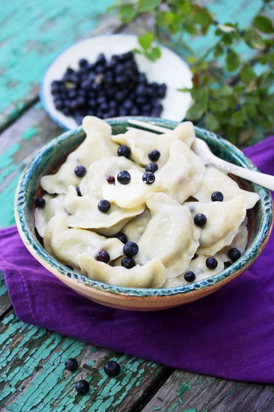 Dumplings with blueberries, dessert Slavic — Stock Photo, Image