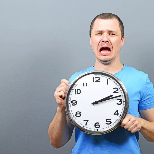 Portrait of man afraid of getting late concept — Stock Photo, Image