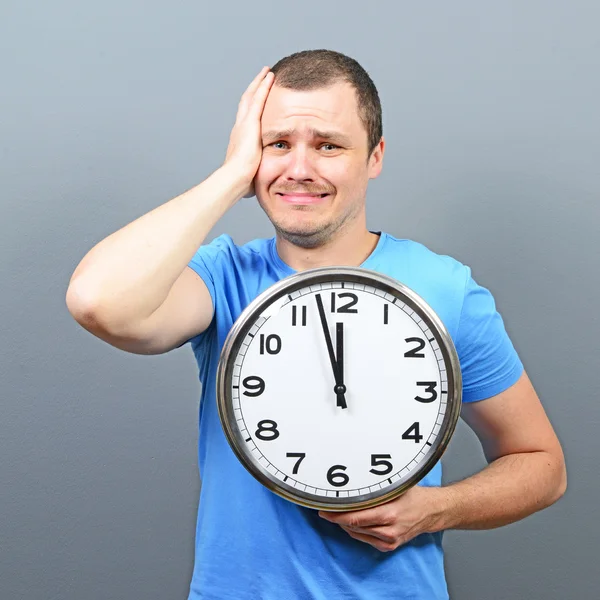 Portrait of man afraid of getting late concept — Stock Photo, Image