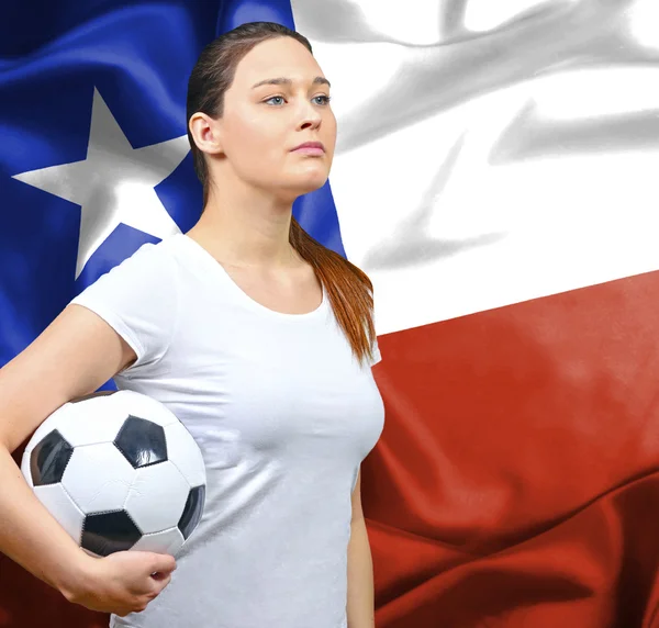 Гордий жінка футбольний вболівальник Чилі — стокове фото