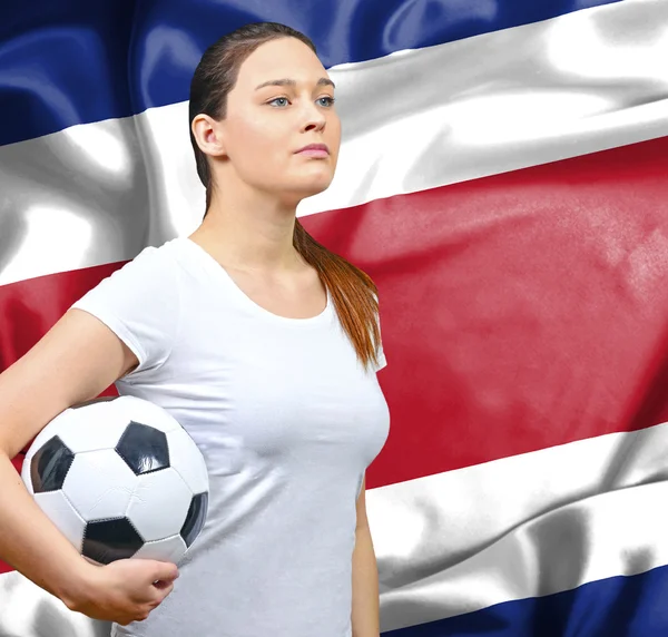 Costa Rica büszke nő focirajongó — Stock Fotó