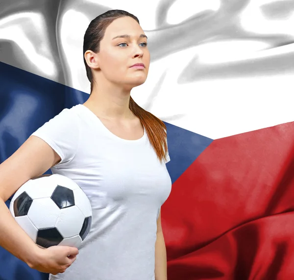 チェコ共和国の誇りに思って女性フットボールのファン — ストック写真