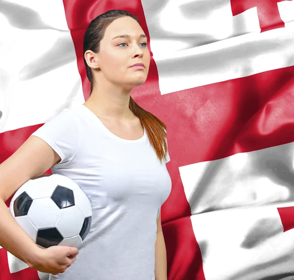 Hrdá žena fotbalový fanoušek Gruzie — Stock fotografie