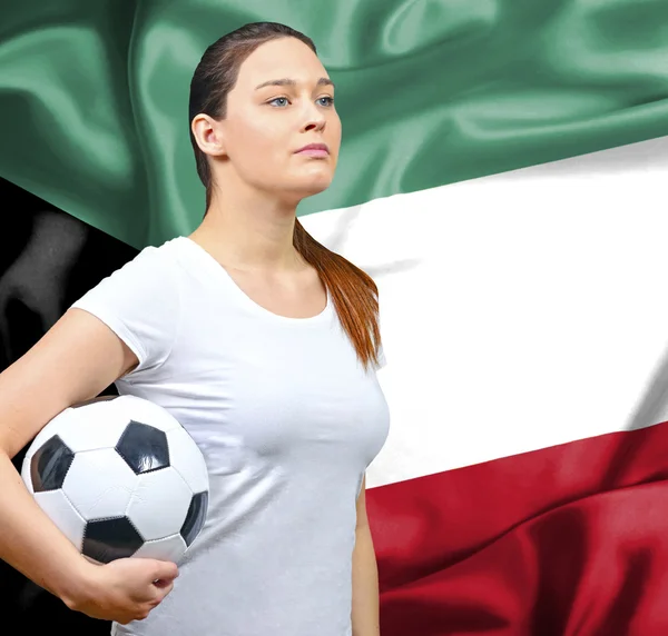 Proud woman football fan of Kuwait