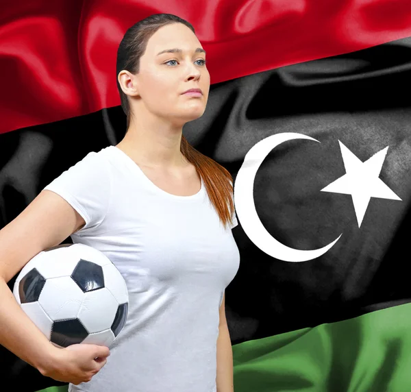 リビアの誇りに思って女性フットボールのファン — ストック写真