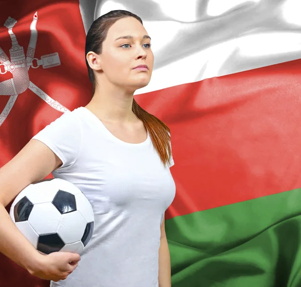 Proud woman football fan of Oman
