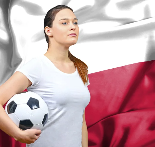 ポーランドの誇りに思って女性フットボールのファン — ストック写真
