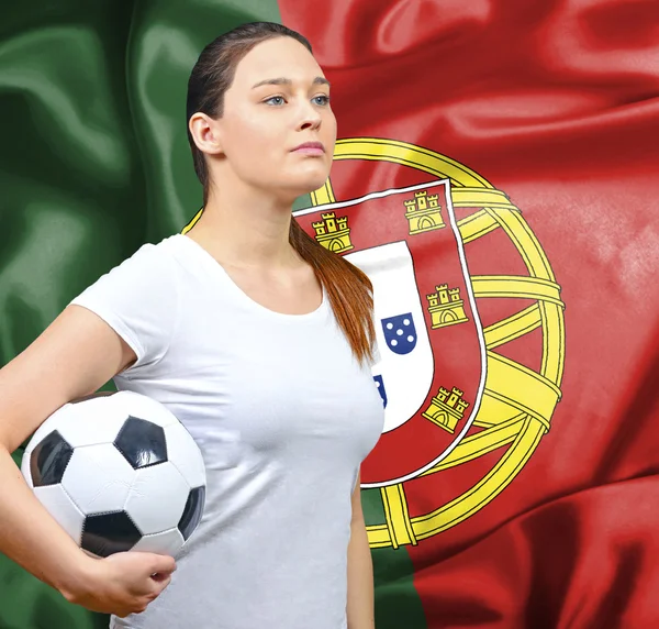 Гордий жінка футбольний вболівальник Португалії — стокове фото