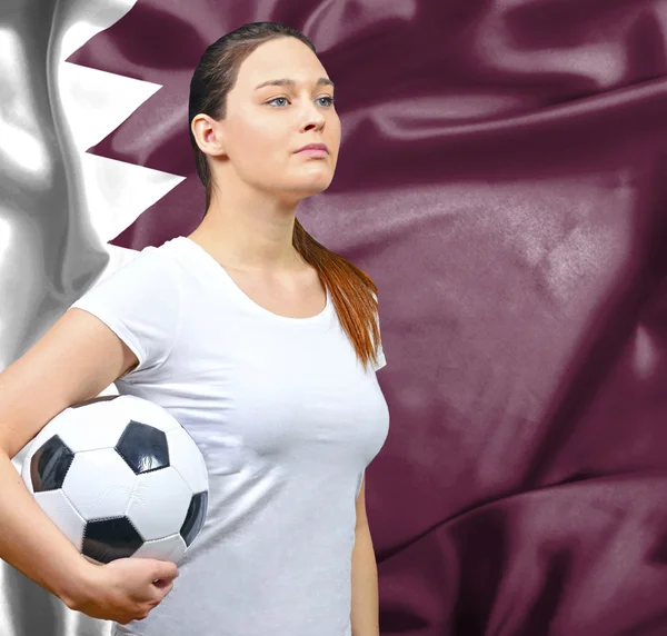 Футбольная фанатка Катара — стоковое фото