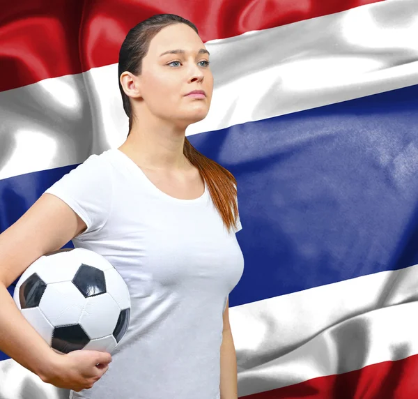Büszke nő focirajongó, Thaiföld — Stock Fotó