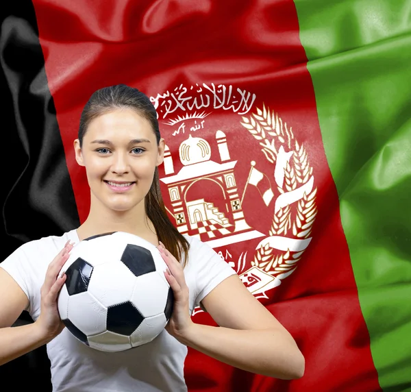 Büszke nő focirajongó, Afganisztán — Stock Fotó