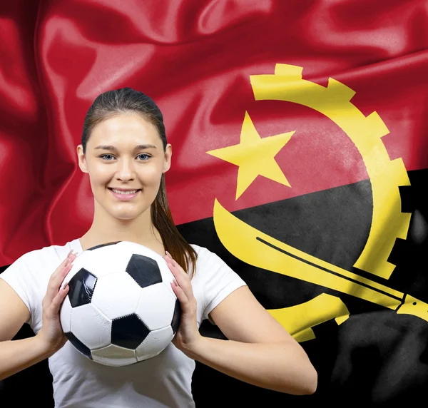 Gurur kadın futbol fan Angola — Stok fotoğraf