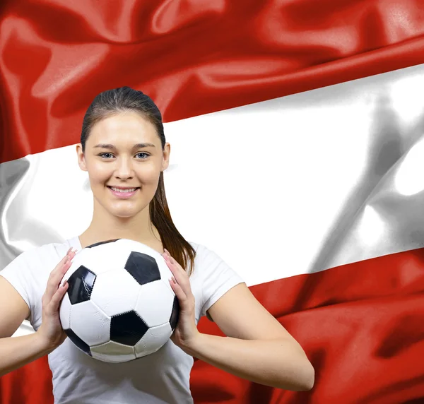 オーストリアの誇りに思って女性フットボールのファン — ストック写真