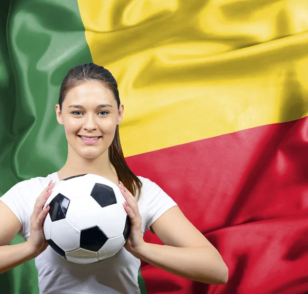 Benin gurur kadın futbol hayranıyım — Stok fotoğraf