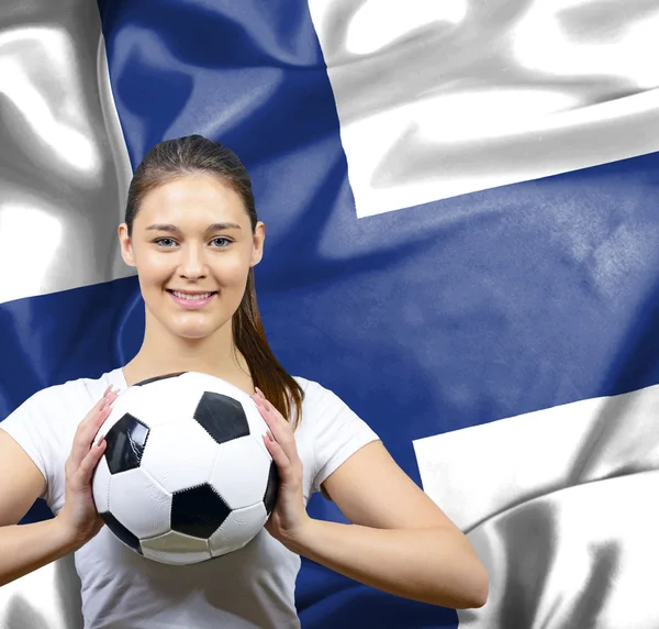 フィンランドの誇りに思って女性フットボールのファン — ストック写真