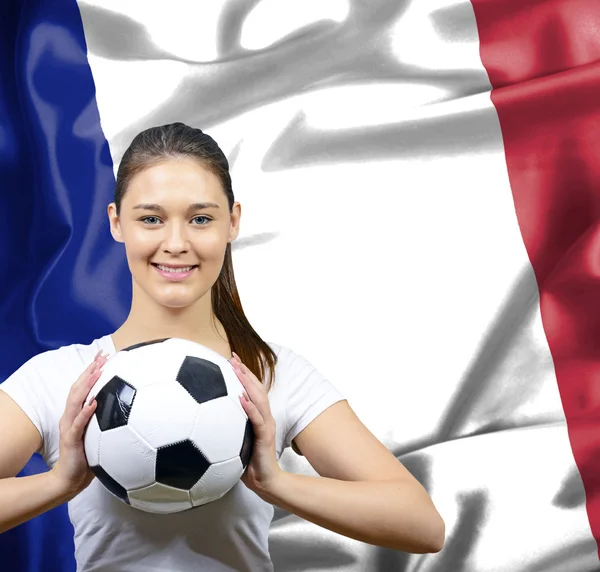 フランスの誇りに思って女性フットボールのファン — ストック写真