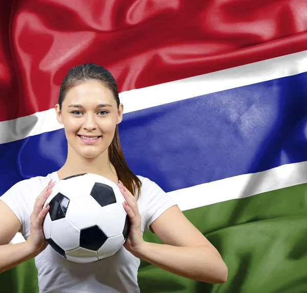 Gambiya gurur kadın futbol hayranıyım — Stok fotoğraf
