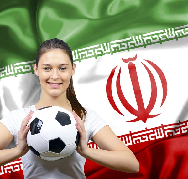 Gurur kadın futbol hayranı İran — Stok fotoğraf