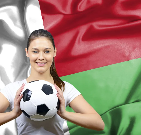 Büszke nő focirajongó, Madagaszkár — Stock Fotó