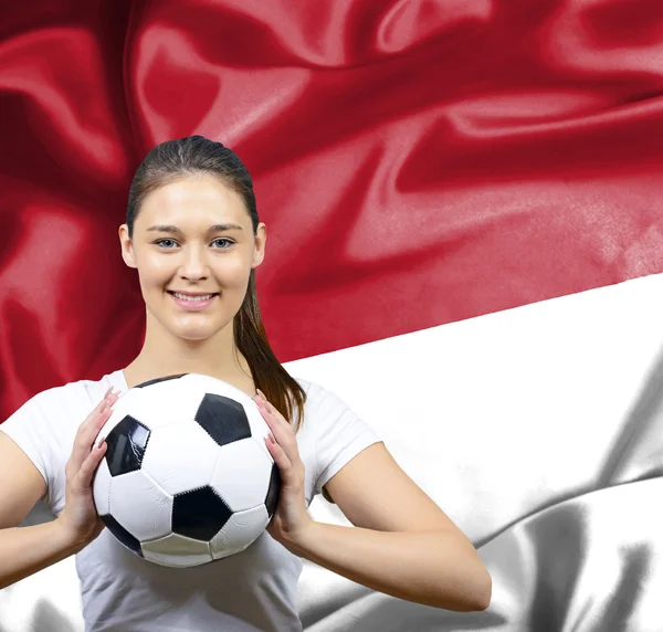 モナコの誇りに思って女性フットボールのファン — ストック写真