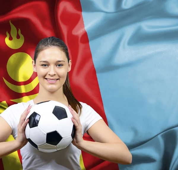 モンゴルの誇りに思って女性フットボールのファン — ストック写真