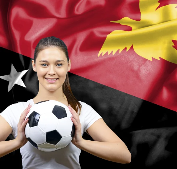 パプア ニューギニア独立国の誇りに思って女性フットボールのファン — ストック写真