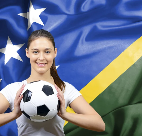 Gurur kadın futbol fan Solomon Adaları — Stok fotoğraf