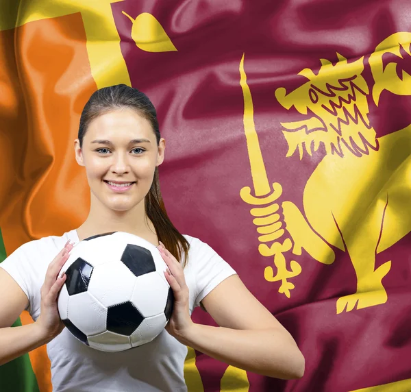 Gurur kadın futbol fan Sri Lanka — Stok fotoğraf