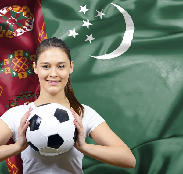 トルクメニスタンの誇りに思って女性フットボールのファン — ストック写真