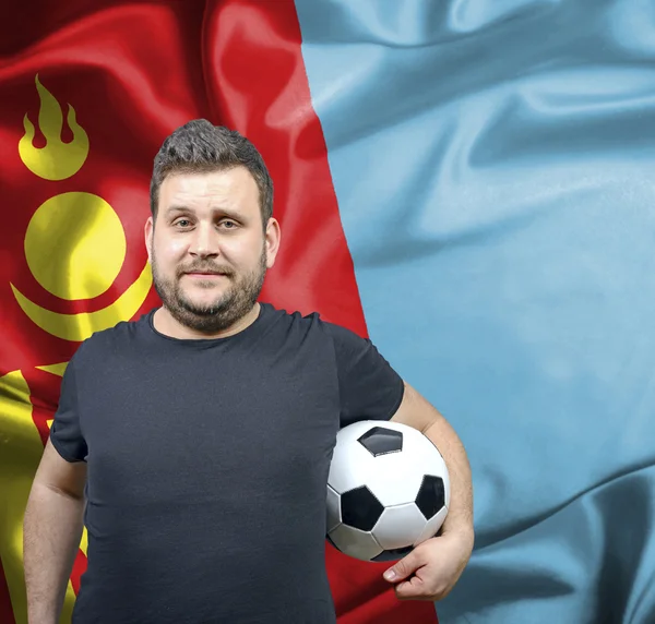 Stolzer Fußballfan der Mongolei — Stockfoto