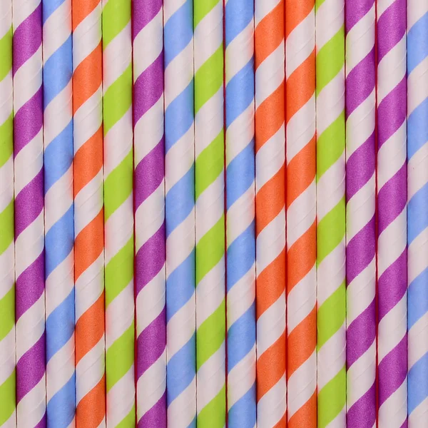 Multicolored straws background - Flat lay — Stock Photo, Image