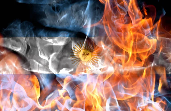 Manifestazioni Concetto Guerra Incendio Della Bandiera Nazionale Argentina — Foto Stock