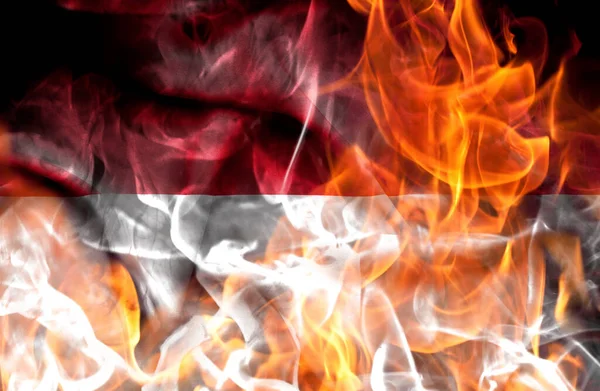 Demonstrations War Concept Burning Flames National Flag Monaco — Stock Photo, Image