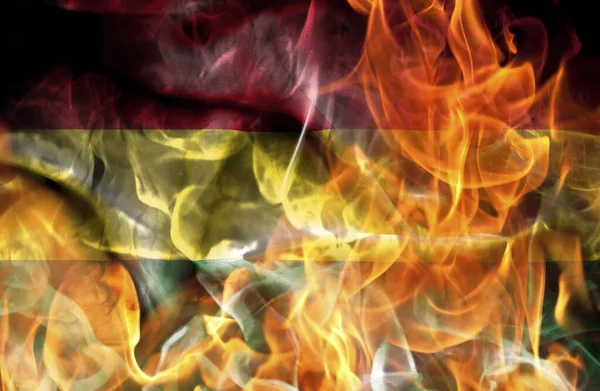 Demonstrations War Concept Burning Flames National Flag Bolivia Stock Image