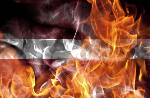 Demonstrations War Concept Burning Flames National Flag Latvia Royalty Free Stock Images