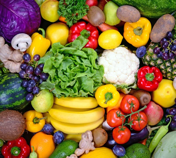 Huge group of fresh vegetables and fruit - High quality studio s — Stock Photo, Image