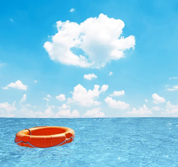 Help concept - Life buoy at open sea — Stock Photo, Image