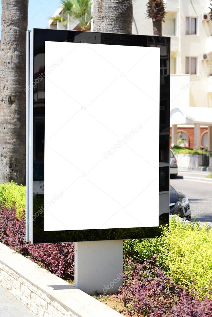 Blank billboard on the city street