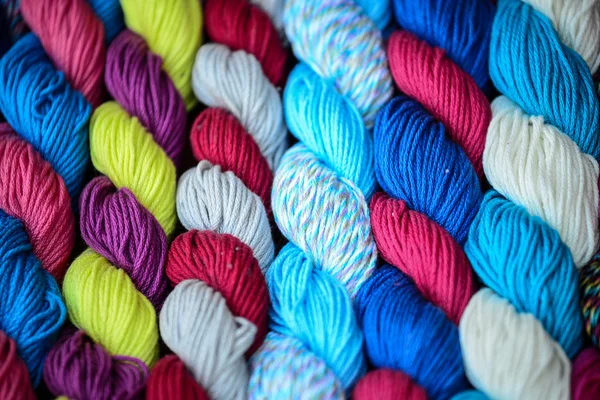 Multicolored yarn used for knitting clothes — Stock Photo, Image