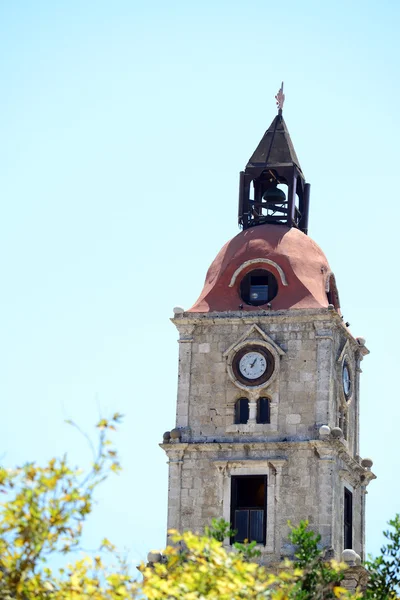 Stara wieża zegarowa w Grecja Rodos miasto — Zdjęcie stockowe