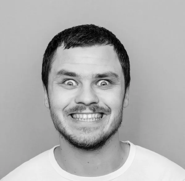 Portrait of man with funny face - Monocrome or black and white p — Stock Photo, Image