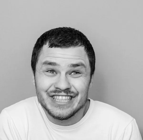 Portrait of man with funny face - Monocrome or black and white p — Stock Photo, Image