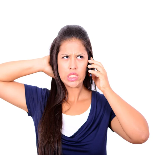 Angry young businessman shouting on the mobile phone while isola — Stock Photo, Image