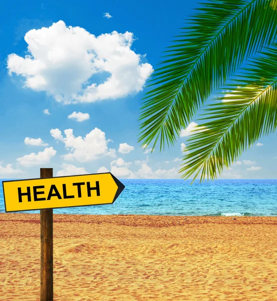 Trópusi beach és irány fórumon, mondván, egészségügyi — Stock Fotó