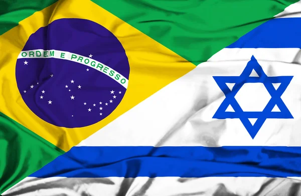 Ondeando la bandera de Israel y Brasil — Foto de Stock