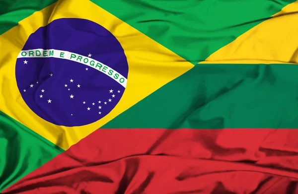 Bandera ondeante de Lituania y Brasil —  Fotos de Stock